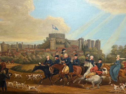 LARGE HUNTING OIL PAINTING KING GEORGE RETURNING FROM WINDSOR CASTLE - ADDITIONAL PHOTO 7