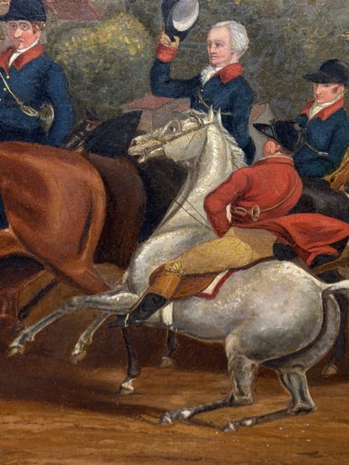 LARGE HUNTING OIL PAINTING KING GEORGE RETURNING FROM WINDSOR CASTLE - ADDITIONAL PHOTO 12