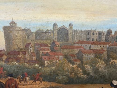 LARGE HUNTING OIL PAINTING KING GEORGE RETURNING FROM WINDSOR CASTLE - ADDITIONAL PHOTO 13