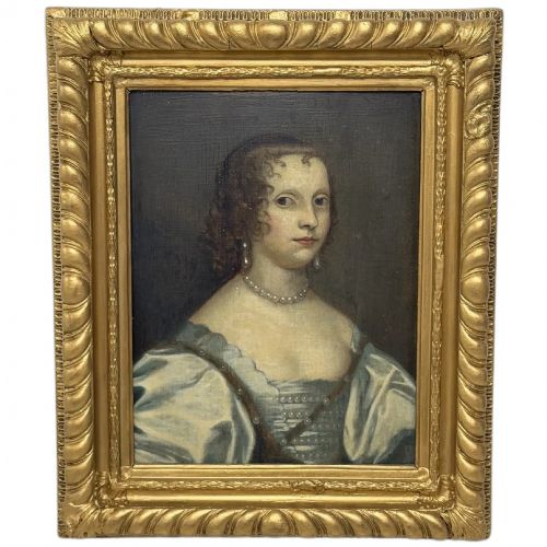 17TH CENTURY PORTRAIT OF ELIZABETH CAVENDISH OIL ON OAK PANEL