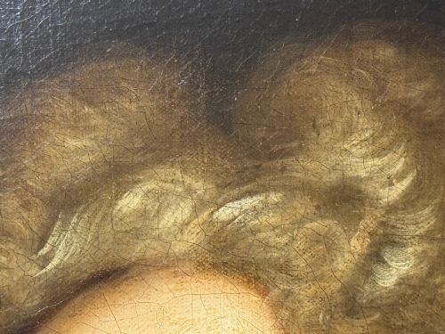 fig 2. An 18th-century oil portrait depicting a gentleman in a red military coat and long curly wig, presented in a carved gold-leaf frame.