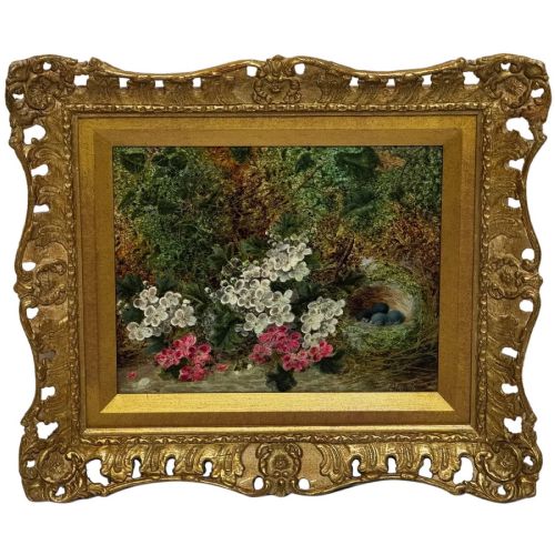 Oliver Clare Victorian Oil Painting Blossom & Bird’s Nest C.1880–1890