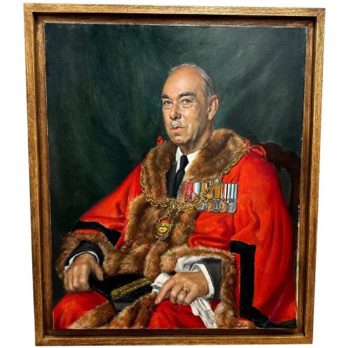 Bernard Hailstone 1957 Oil Portrait Frederick Leslie Wallis Obe Mayor Maidstone