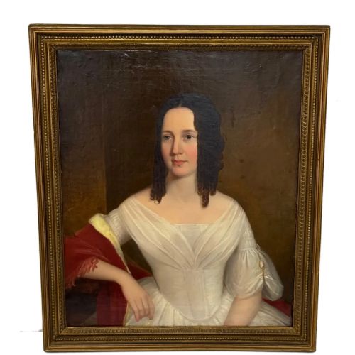Antique English Oil Portrait Sarah Losh Architect & Designer