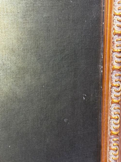 fig 10. An oil painting on canvas depicting Sir Thomas More wearing a Tudor velvet cap and chain of office, enclosed within an ornate gilt wooden frame.