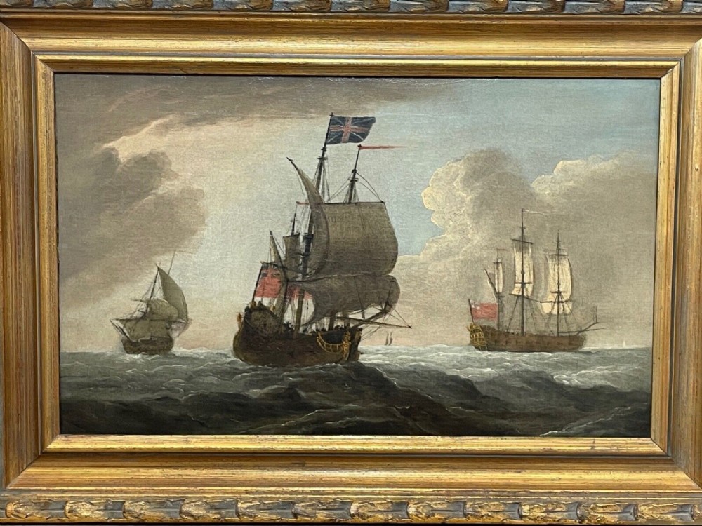 18th-century-marine-oil-painting-english-royal-navy-squadron-sailing