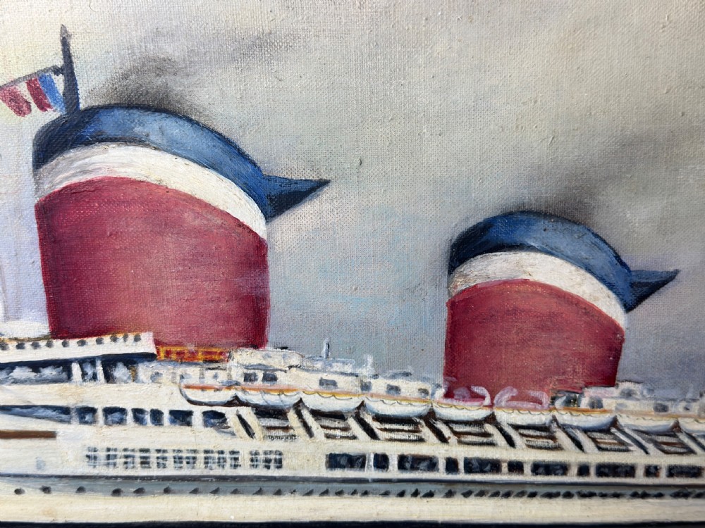 Marine Nostalgia Oil Painting SS United States Ocean Liner Steam Ship View XIV