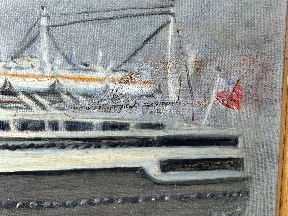 Marine Nostalgia Oil Painting SS United States Ocean Liner Steam Ship View XVII