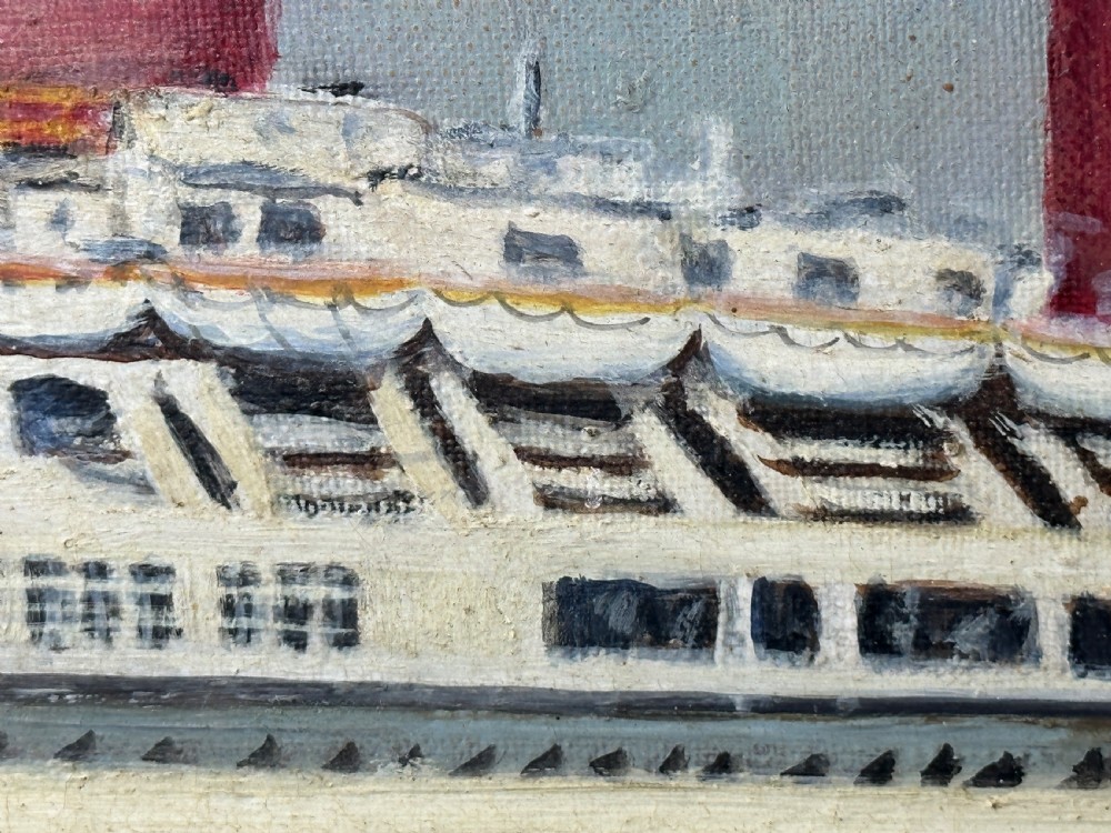 Marine Nostalgia Oil Painting SS United States Ocean Liner Steam Ship View XIX