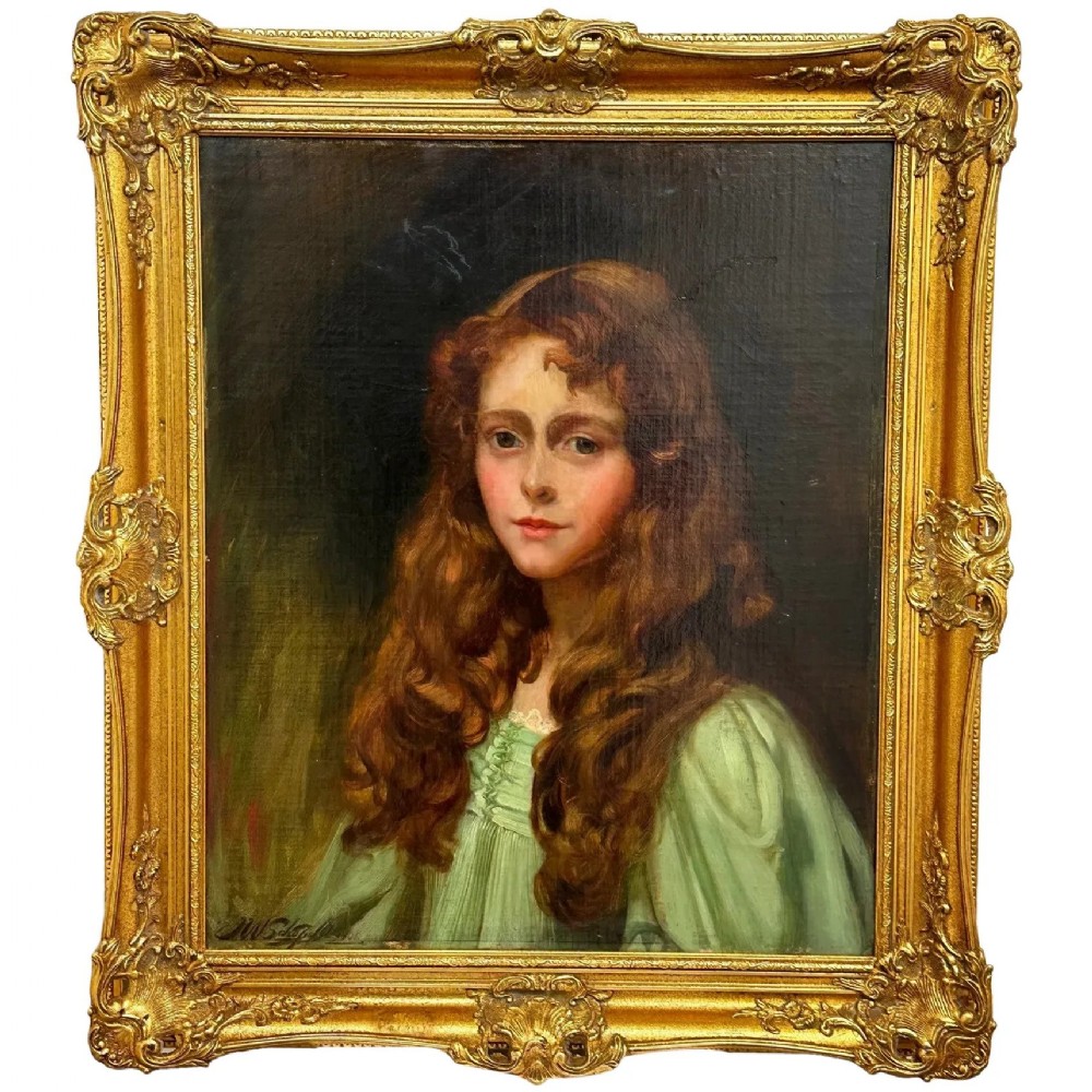 Oil Painting Portrait Young Lady Ginger Hair By John William Schofield RBA RI