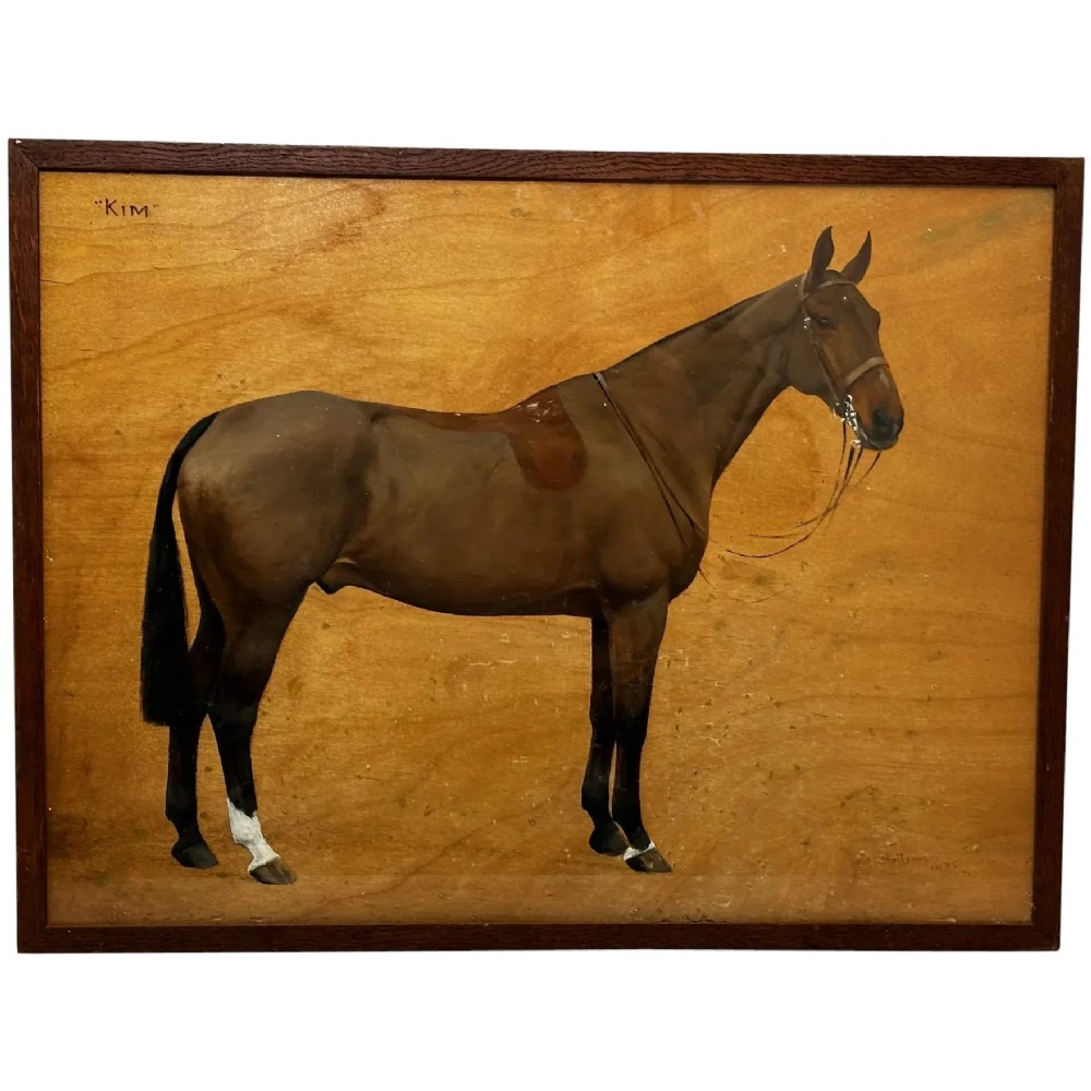 Oil Painting Kim Bay Hunter Horse By Frances Mabel Hollams