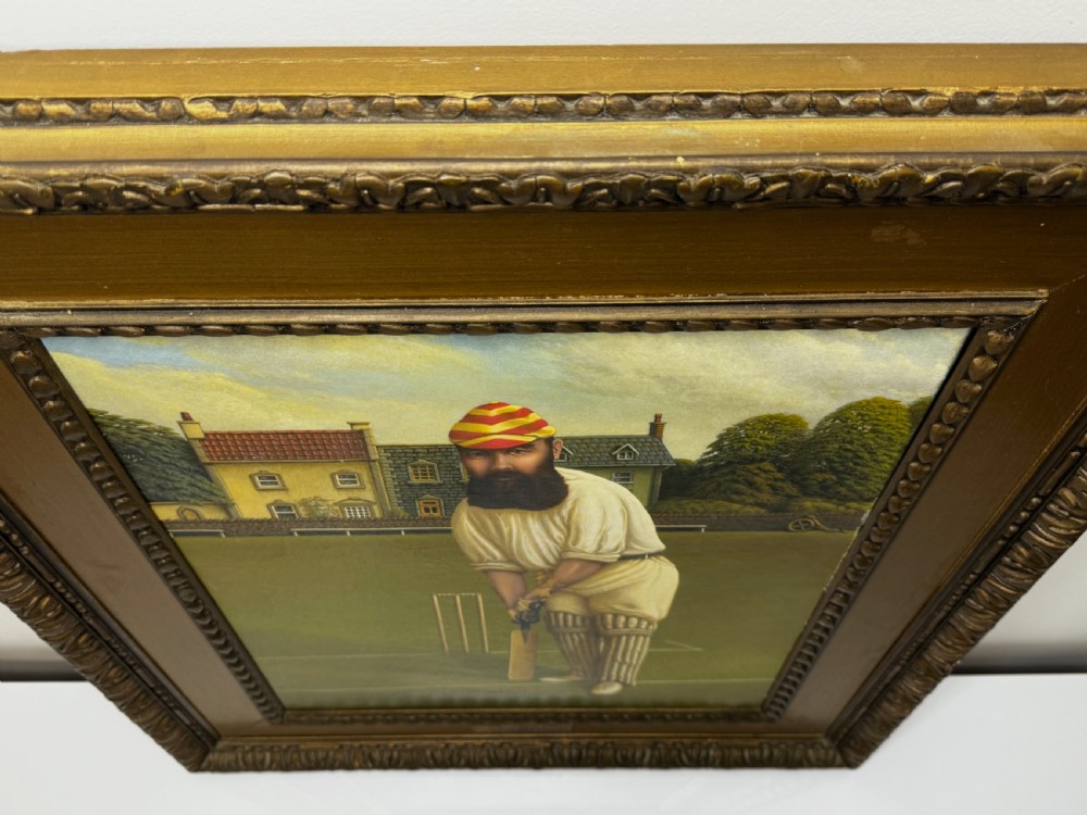 Victorian Oil Painting Portrait Cricketer William Gilbert Grace View IX