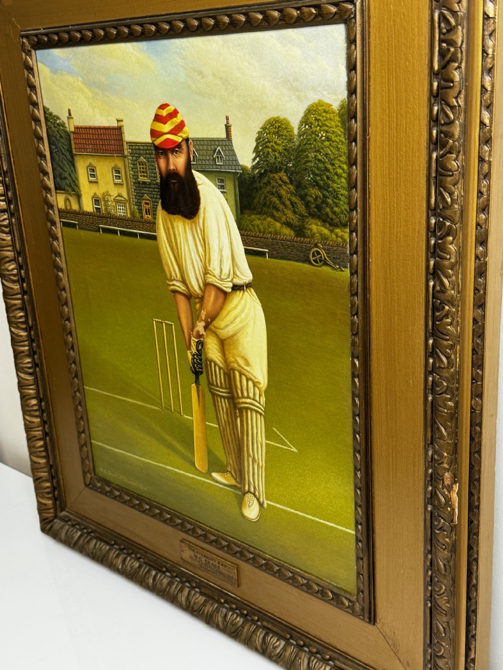 Victorian Oil Painting Portrait Cricketer William Gilbert Grace View XIII