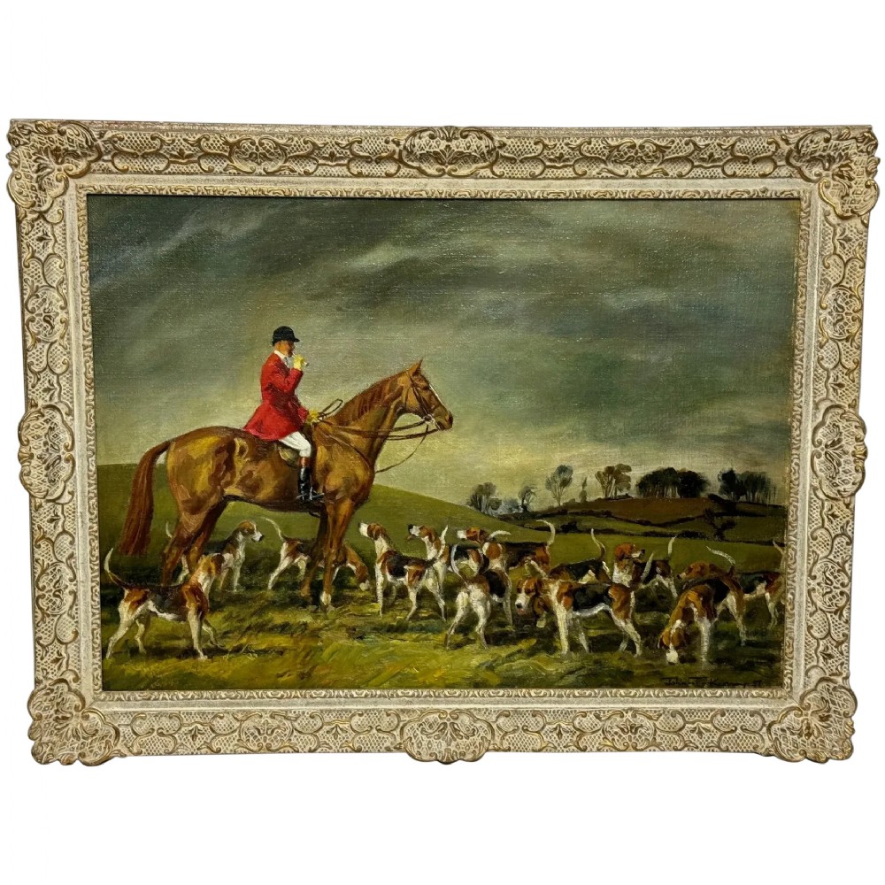 Oil Painting Red Coat Hounds Fernie Hunt By John Theodore Kenney