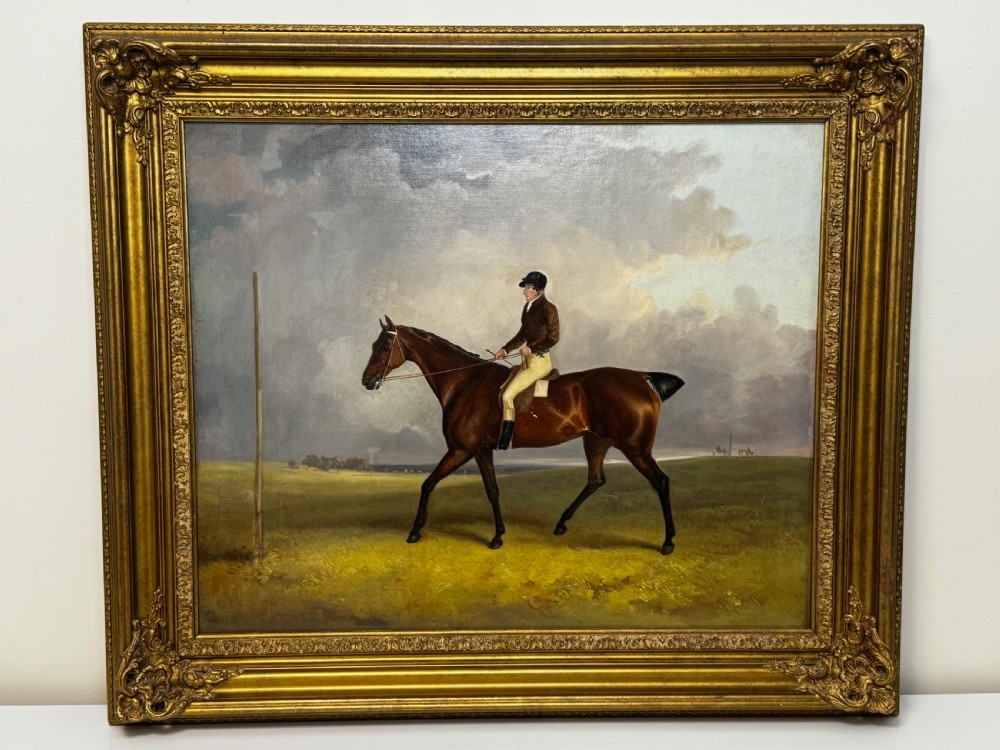 Oil Painting Race Horse Winner Bessy Bay Hunter Jockey Riding C1831 View II