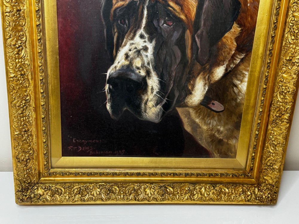 Oil Painting Prized Saint Bernard Dog By Frederick Thomas Daws View III