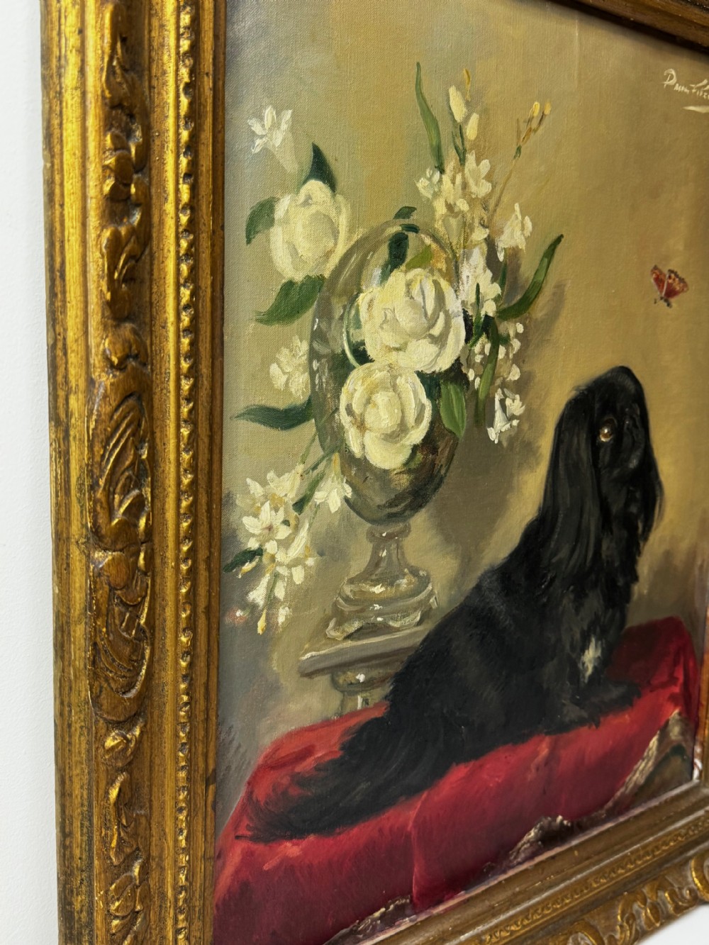 Oil Painting Pekingese Dog Watching Butterfly Paul Desmond Fitzgerald View XXIV