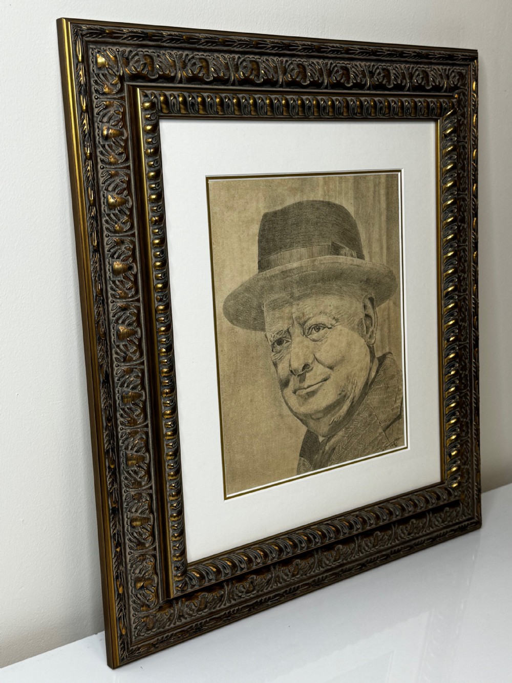 WW2 Wartime Portrait Drawing Prime Minister Leonard Winston Churchill  View IX