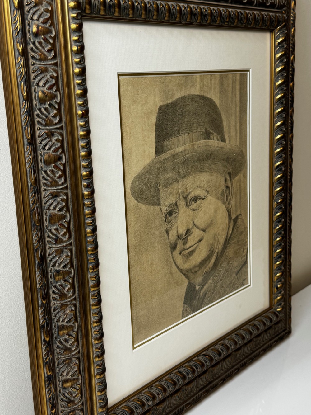 WW2 Wartime Portrait Drawing Prime Minister Leonard Winston Churchill  View X