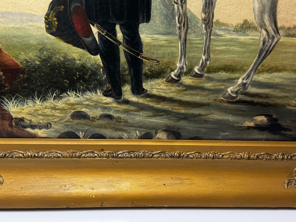 19th Century Oil Painting Duke of Wellington Surveying Field Of Waterloo  View V