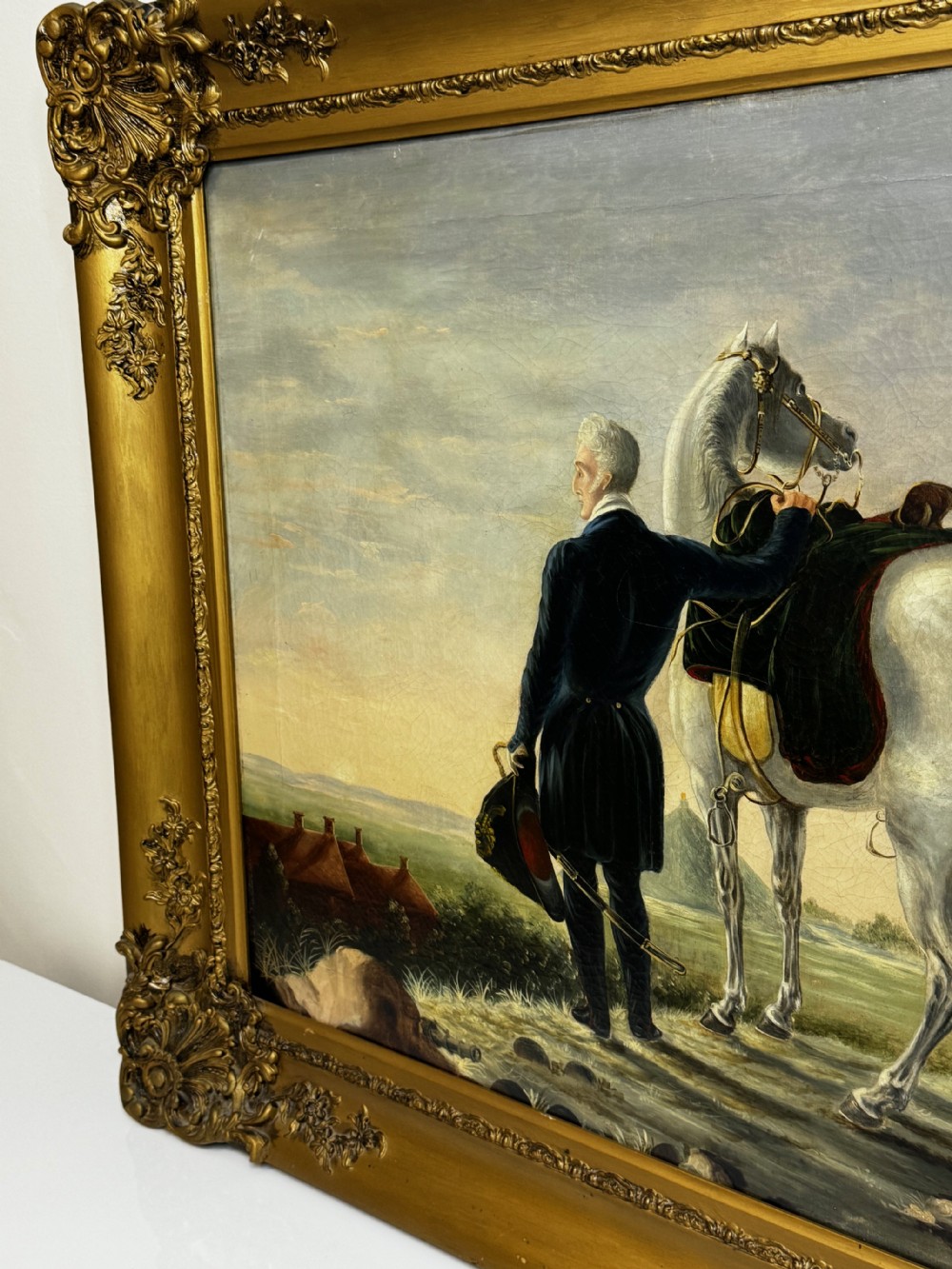 19th Century Oil Painting Duke of Wellington Surveying Field Of Waterloo  View VI