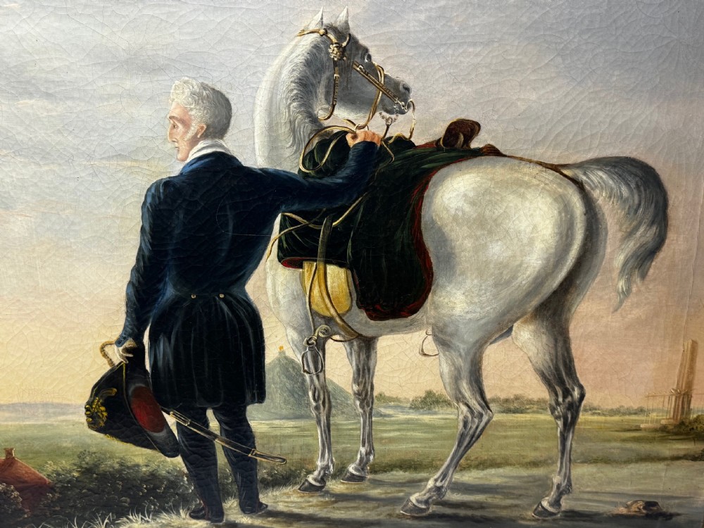 19th Century Oil Painting Duke of Wellington Surveying Field Of Waterloo  View VII
