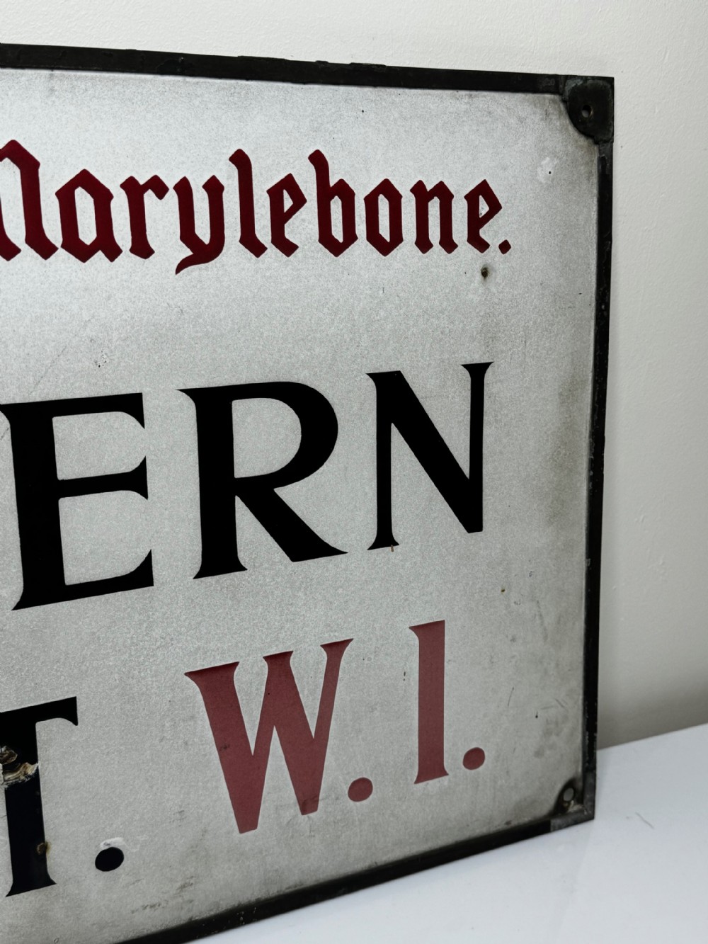 Enamel London Road Sign Borough of St Marylebone Chiltern Street W1 View III
