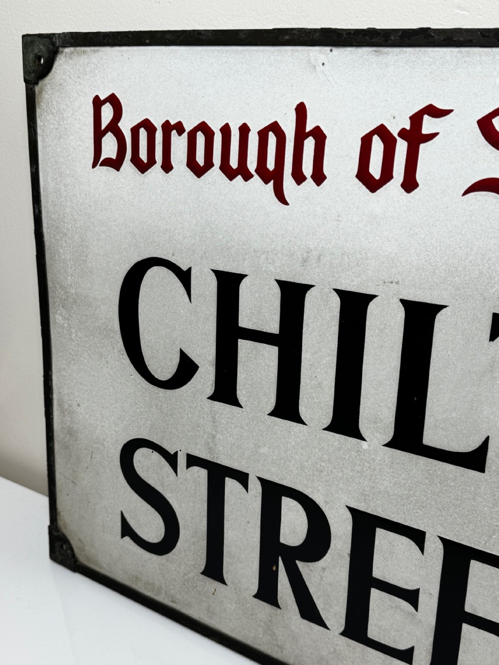 Enamel London Road Sign Borough of St Marylebone Chiltern Street W1 View V