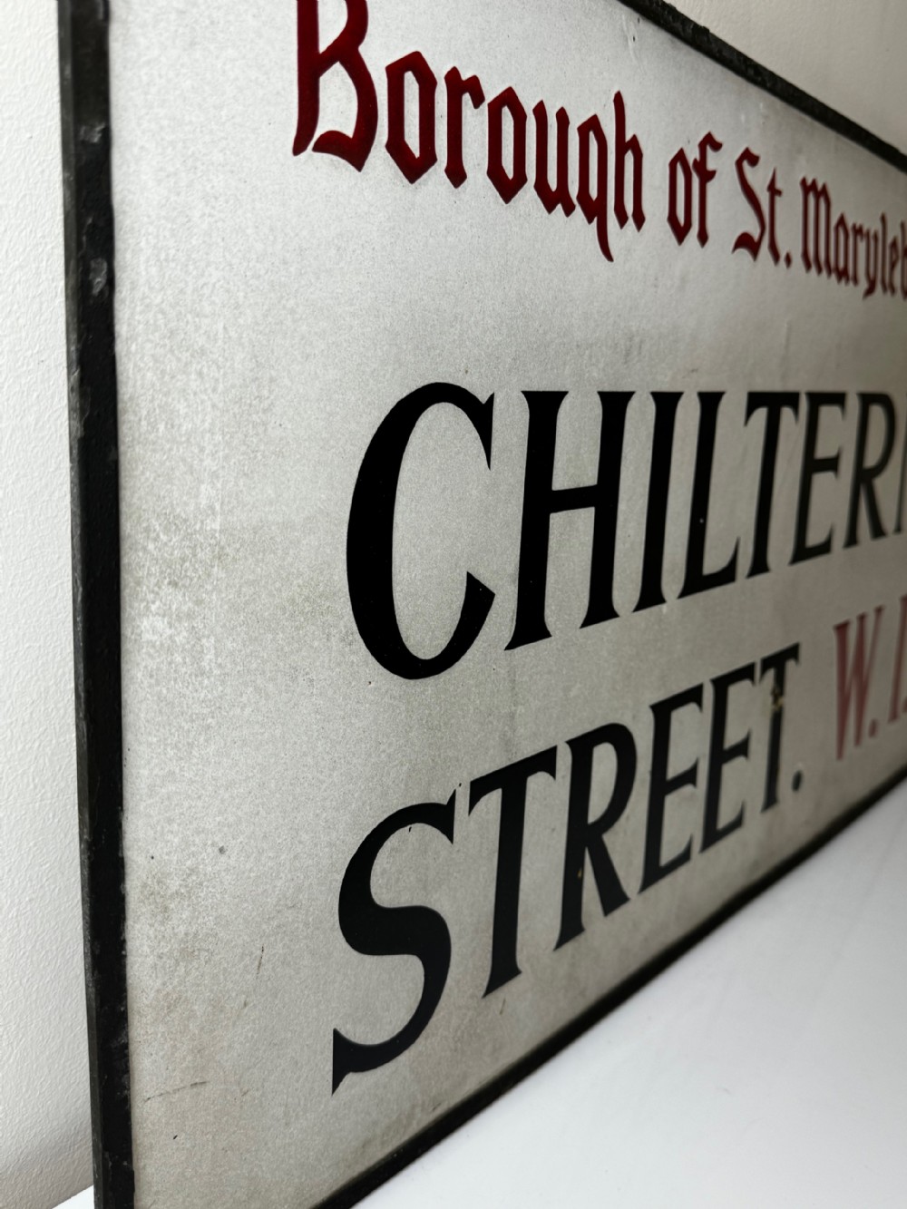 Enamel London Road Sign Borough of St Marylebone Chiltern Street W1 View VI