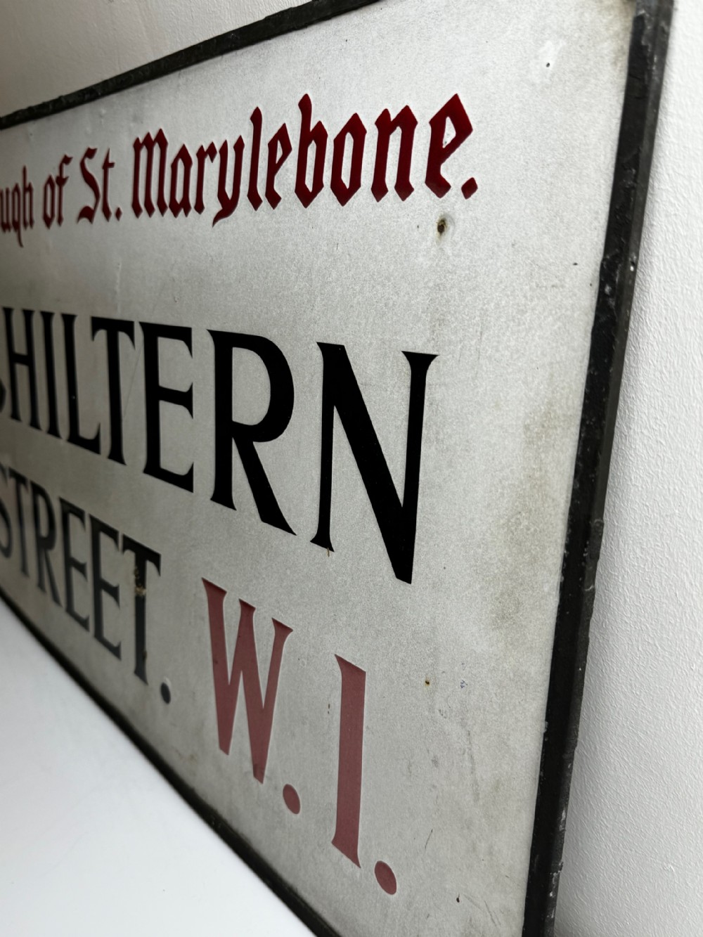 Enamel London Road Sign Borough of St Marylebone Chiltern Street W1 View VII