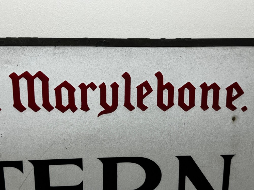 Enamel London Road Sign Borough of St Marylebone Chiltern Street W1 View XXVI