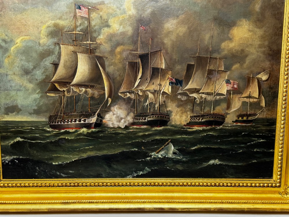 Antique Marine Oil Painting: Old Ironsides USS Constitution Captures HMS Cyane & HMS Levant View III