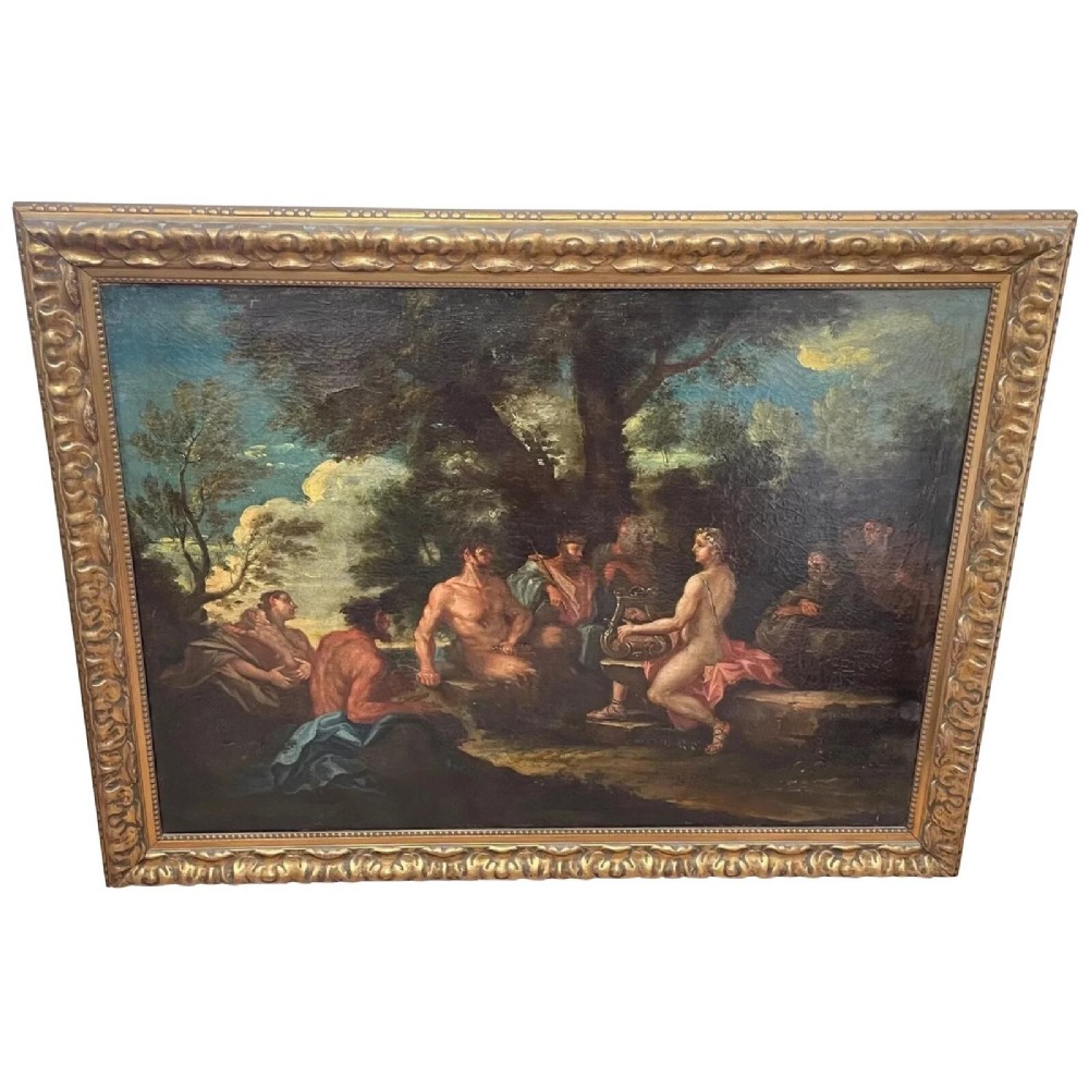 18th Century Italian Mythological Oil Painting Old Master Apollo and Marsyas