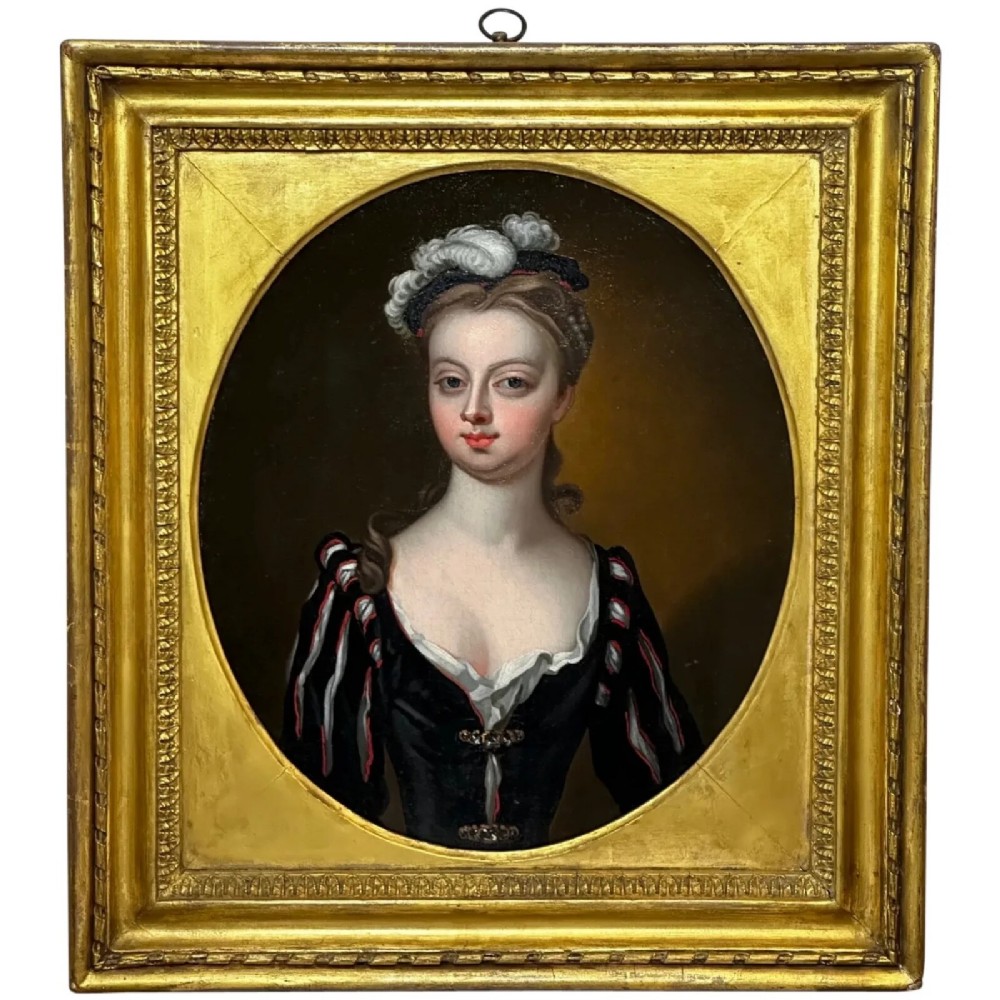 Early 18th Century Oil Portrait Lady Lucy Montagu Circle Of John Vanderbank