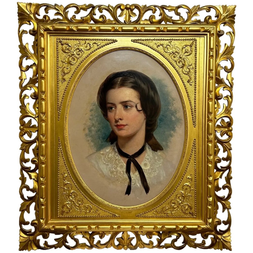 c1857 Oil Portrait of Sarah Sophia Wood by John Wood