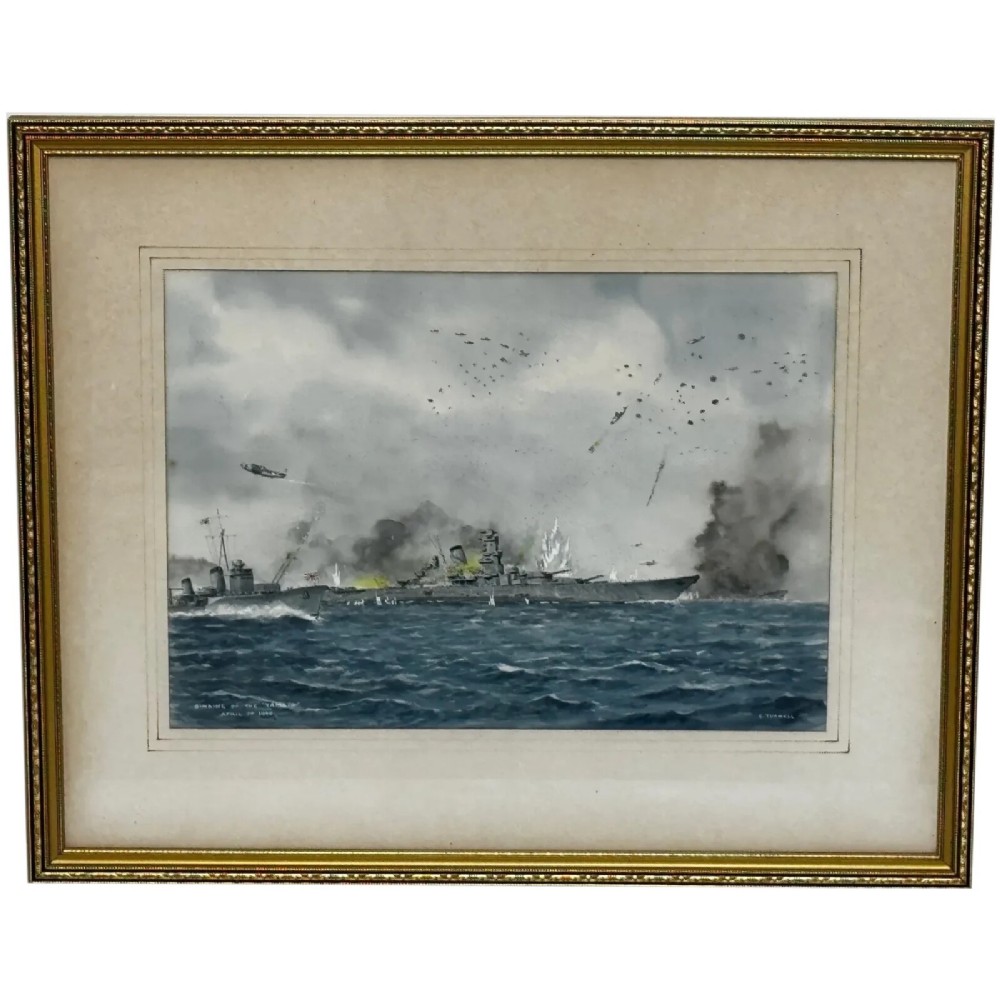Eric Tufnell Battle of the East China Seas Yamato Naval Watercolour