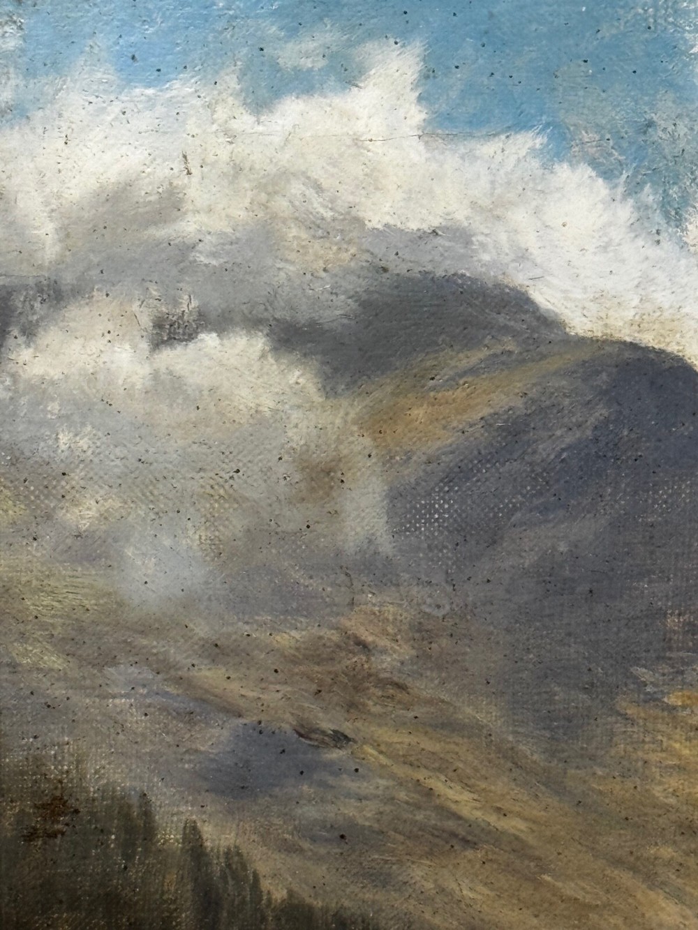 A Victorian landscape oil painting depicting a Cumbrian valley with mountains and cattle, set within an ornate gilded frame. View XV
