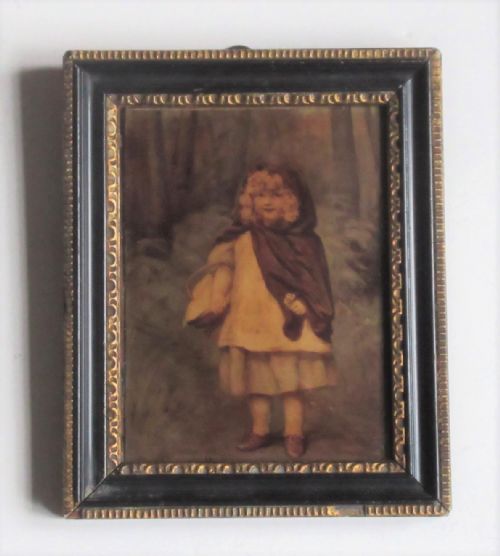 Antique Crystoleum Reverse Painting on Glass, Little Red Riding Hood