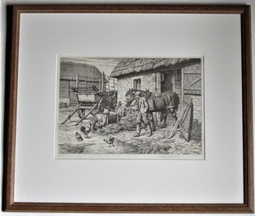 Stanley Anderson Original Print, Line Engraving, Good Companions, 1950, Framed