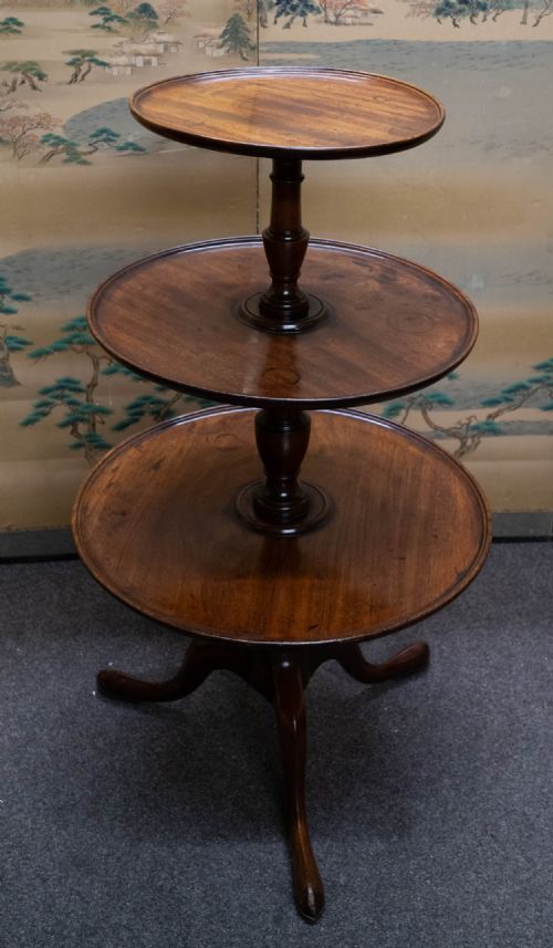 George III Mahogany Three Tier Dumb Waiter