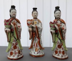 THREE CHINESE PORCELAIN FEMALE FIGURES