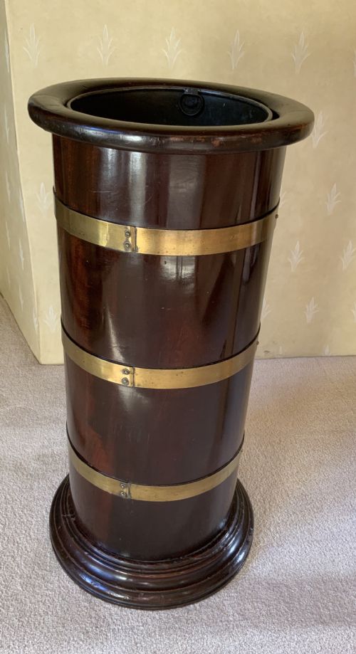 a mid 19th century cylindrical mahogany stickstand - CATEGORY: ANTIQUE MISCELLANEOUS - DATED 1860