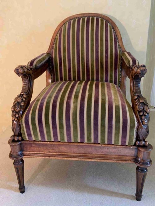 a mid 19th century open arm chair - CATEGORY: ANTIQUE CHAIRS - DATED 1860
