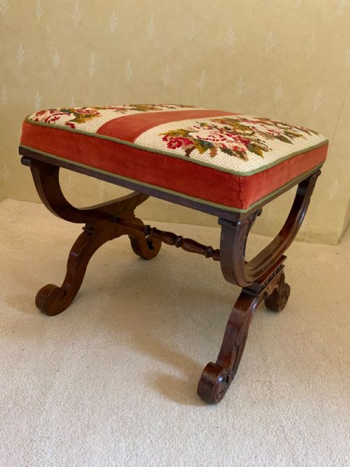 A REGENCY PERIOD MAHOGANY FRAMED STOOL - ADDITIONAL PHOTO 1