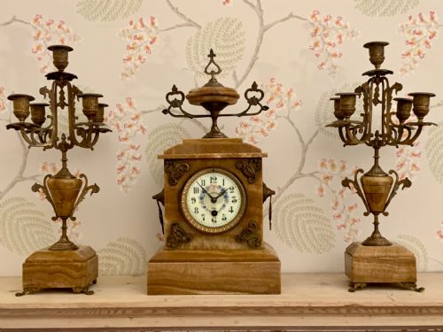 19th century french clock garniture - CATEGORY: ANTIQUE CLOCKS - DATED 1880