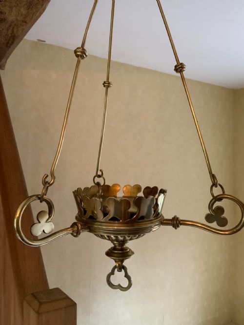 A GOTHIC STYLE BRASS CANDLE LANTERN - ADDITIONAL PHOTO 3