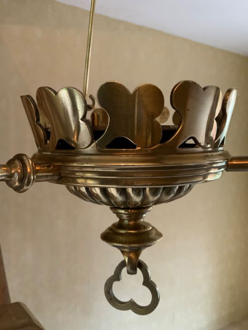 A GOTHIC STYLE BRASS CANDLE LANTERN - ADDITIONAL PHOTO 4