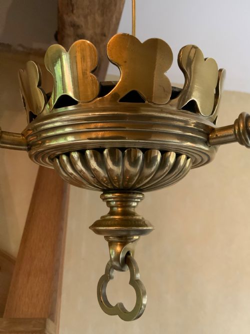 A GOTHIC STYLE BRASS CANDLE LANTERN - ADDITIONAL PHOTO 5