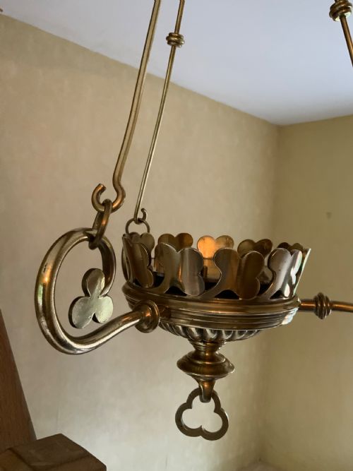 A GOTHIC STYLE BRASS CANDLE LANTERN - ADDITIONAL PHOTO 6