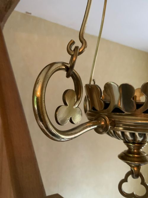 A GOTHIC STYLE BRASS CANDLE LANTERN - ADDITIONAL PHOTO 7